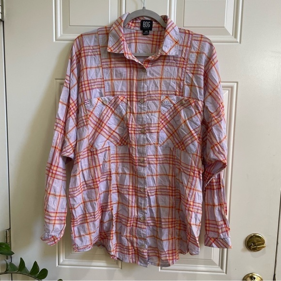 Urban outfitters BDG Remi purple lavender plaid Oversized Button-Down Shirt L - Picture 5 of 14